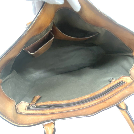 Berluti Tote Bag leather Brown Calligraphic to Jules mens Used Authentic