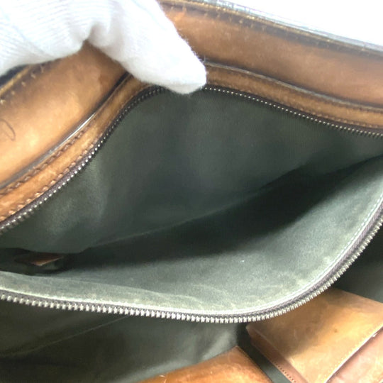 Berluti Tote Bag leather Brown Calligraphic to Jules mens Used Authentic