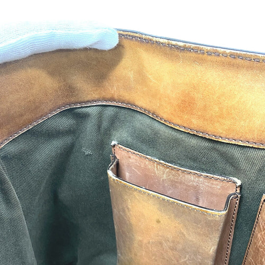 Berluti Tote Bag leather Brown Calligraphic to Jules mens Used Authentic