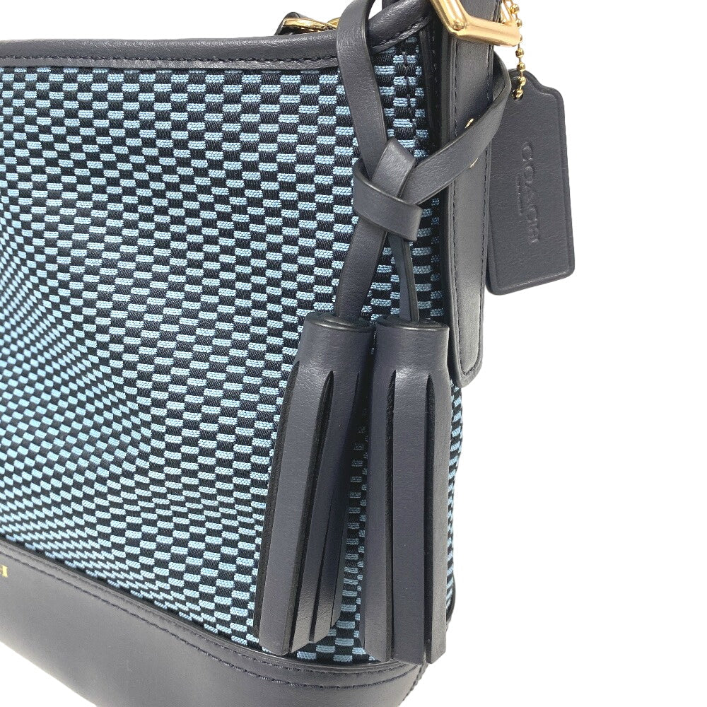 COACH Shoulder Bag 20937 Canvas, Leather Navy Women Used Authentic