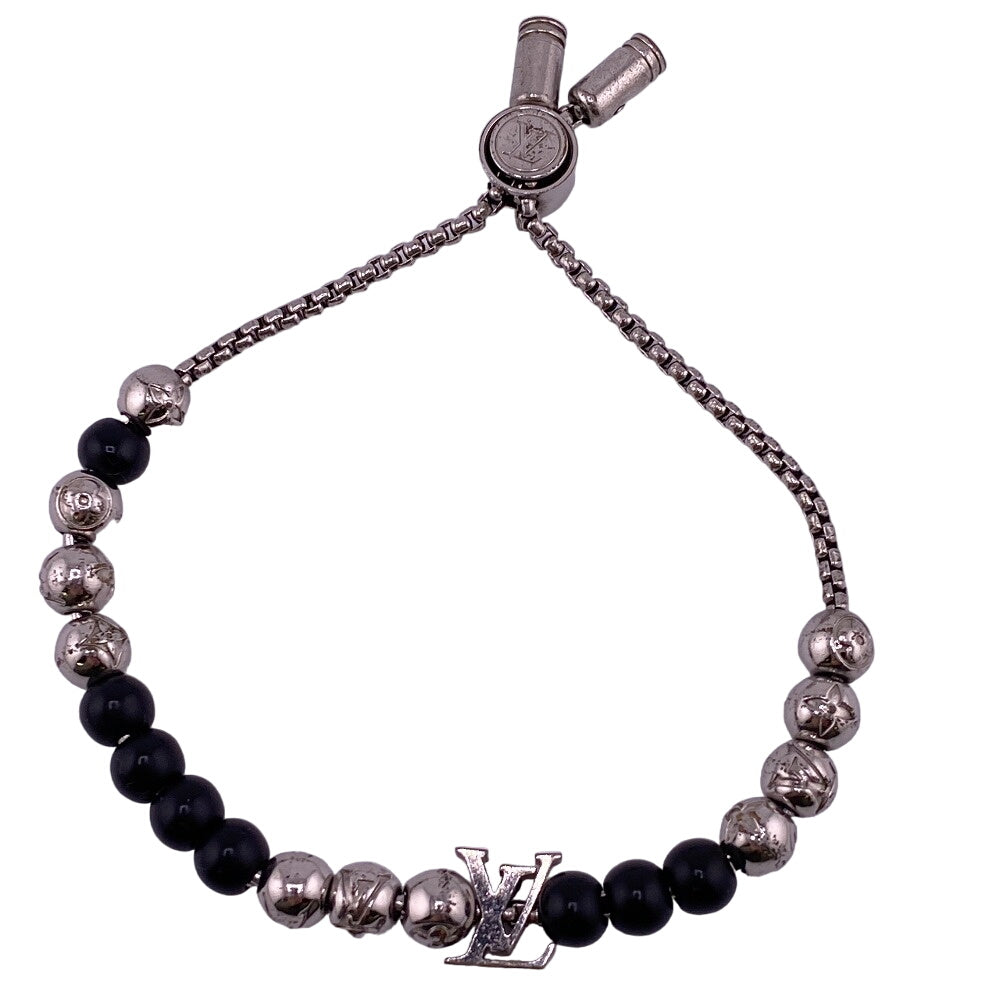 LOUIS VUITTON bracelet M00512 Gold Plated Silver Monogram Bracelet Beads mens Used Authentic