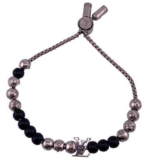 LOUIS VUITTON bracelet M00512 Gold Plated Silver Monogram Bracelet Beads mens Used Authentic