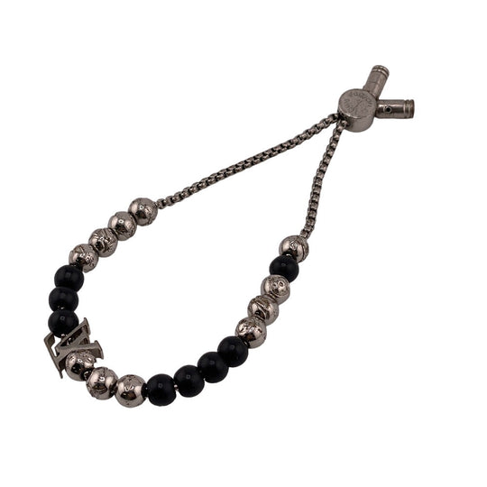 LOUIS VUITTON bracelet M00512 Gold Plated Silver Monogram Bracelet Beads mens Used Authentic