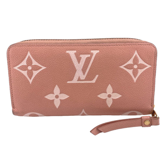 LOUIS VUITTON Long Wallet Purse M81645 leather pink Zip Around Bicolor Monogram Emplant Zippy wallet Women Used Authentic