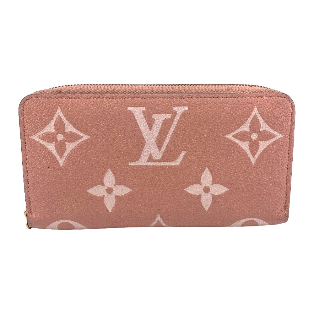LOUIS VUITTON Long Wallet Purse M81645 leather pink Zip Around Bicolor Monogram Emplant Zippy wallet Women Used Authentic