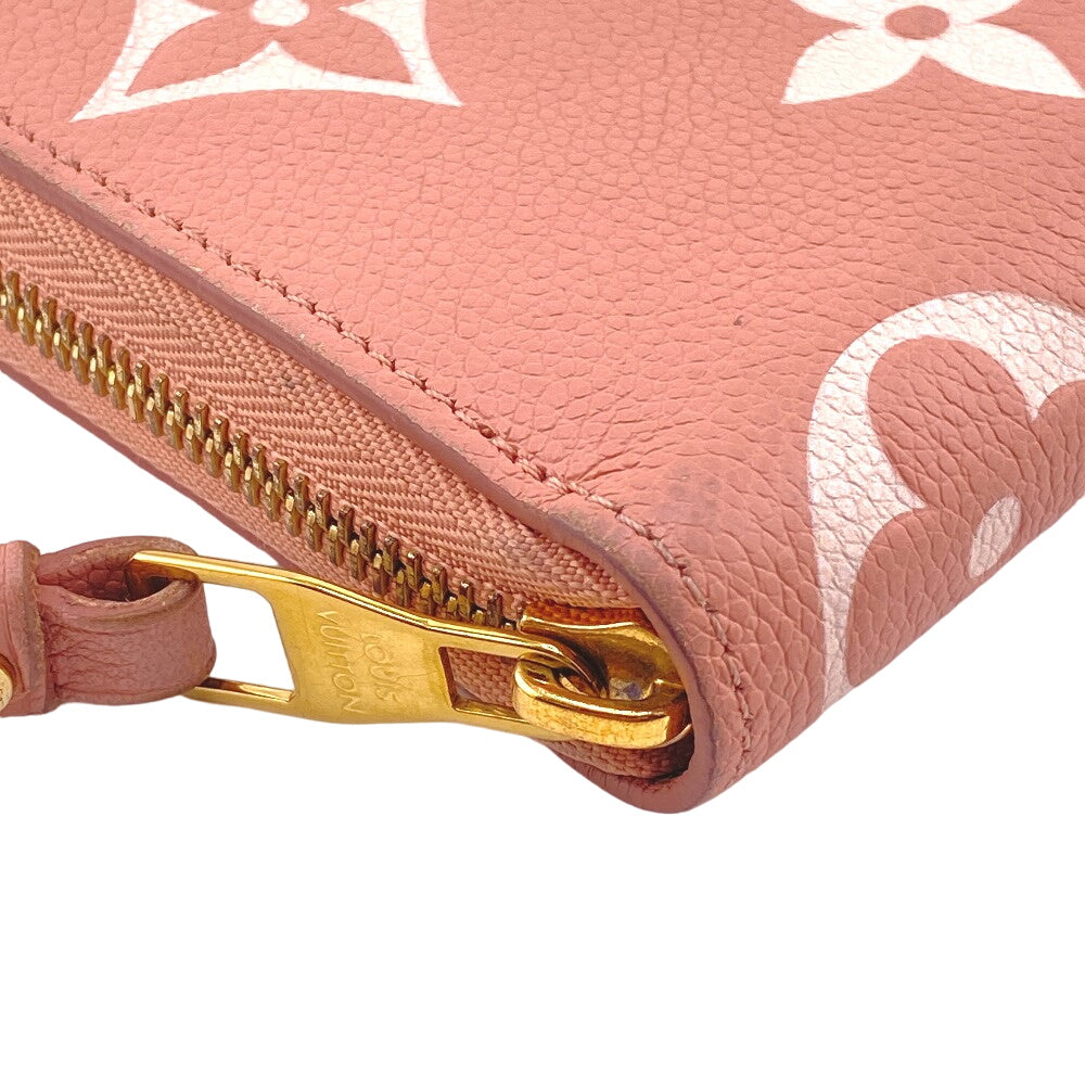 LOUIS VUITTON Long Wallet Purse M81645 leather pink Zip Around Bicolor Monogram Emplant Zippy wallet Women Used Authentic
