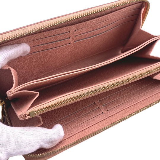 LOUIS VUITTON Long Wallet Purse M81645 leather pink Zip Around Bicolor Monogram Emplant Zippy wallet Women Used Authentic
