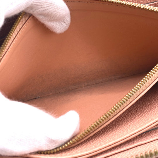 LOUIS VUITTON Long Wallet Purse M81645 leather pink Zip Around Bicolor Monogram Emplant Zippy wallet Women Used Authentic