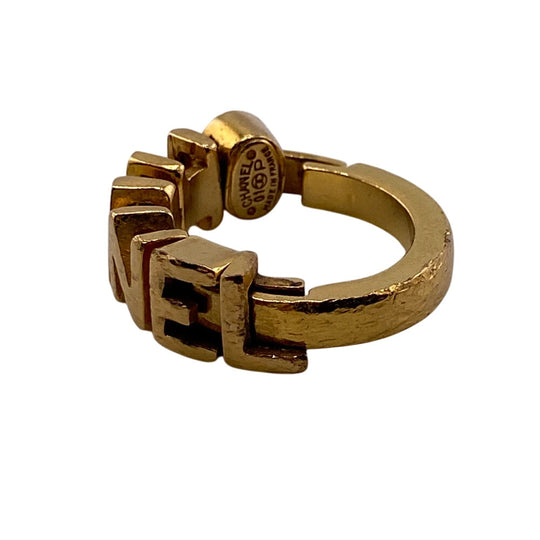 CHANEL Ring Gold Plated gold 01P logo mens(Unisex) Used Authentic