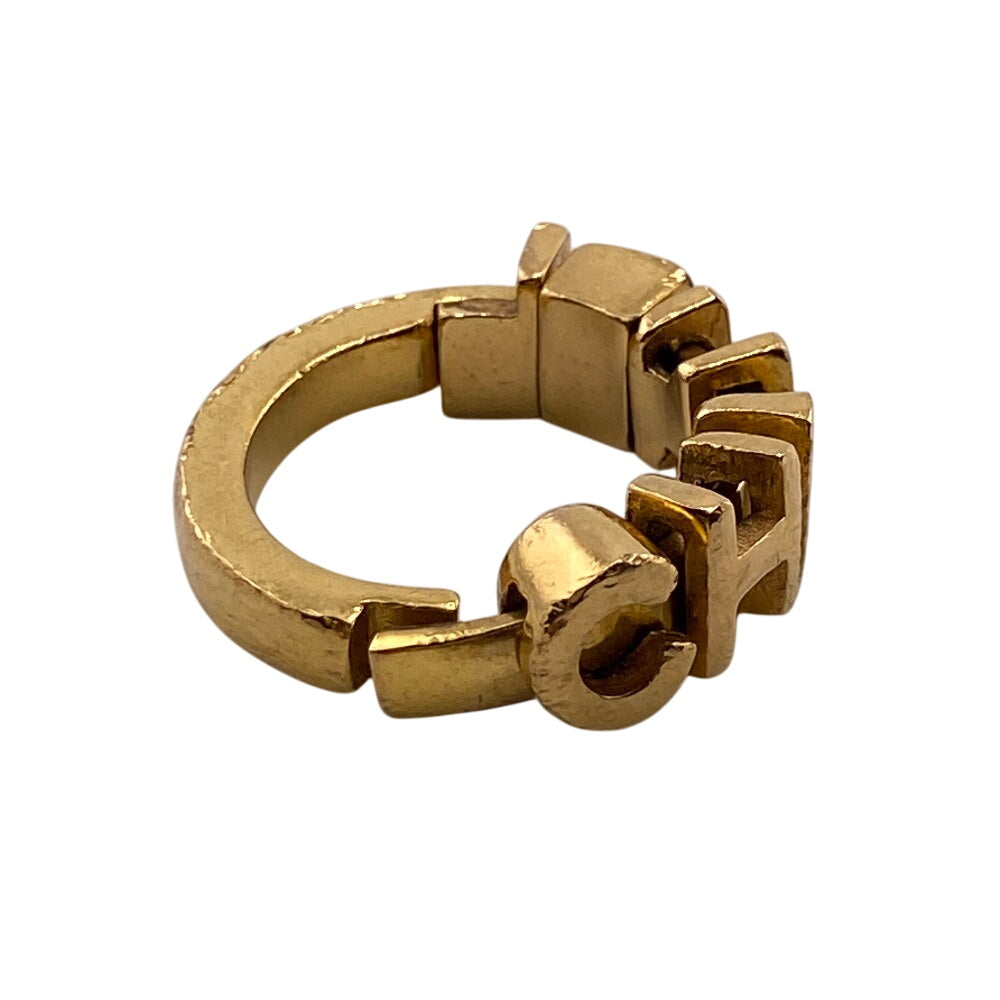 CHANEL Ring Gold Plated gold 01P logo mens(Unisex) Used Authentic