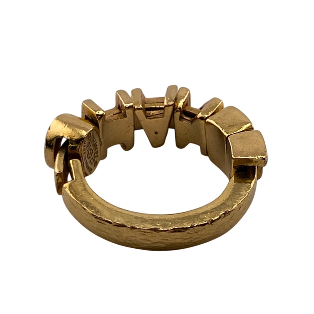 CHANEL Ring Gold Plated gold 01P logo mens(Unisex) Used Authentic