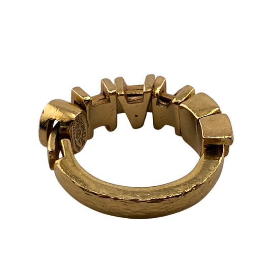 CHANEL Ring Gold Plated gold 01P logo mens(Unisex) Used Authentic