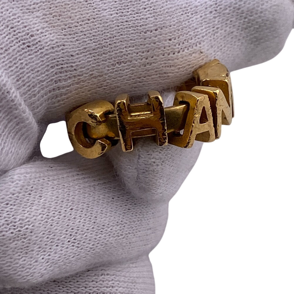 CHANEL Ring Gold Plated gold 01P logo mens(Unisex) Used Authentic
