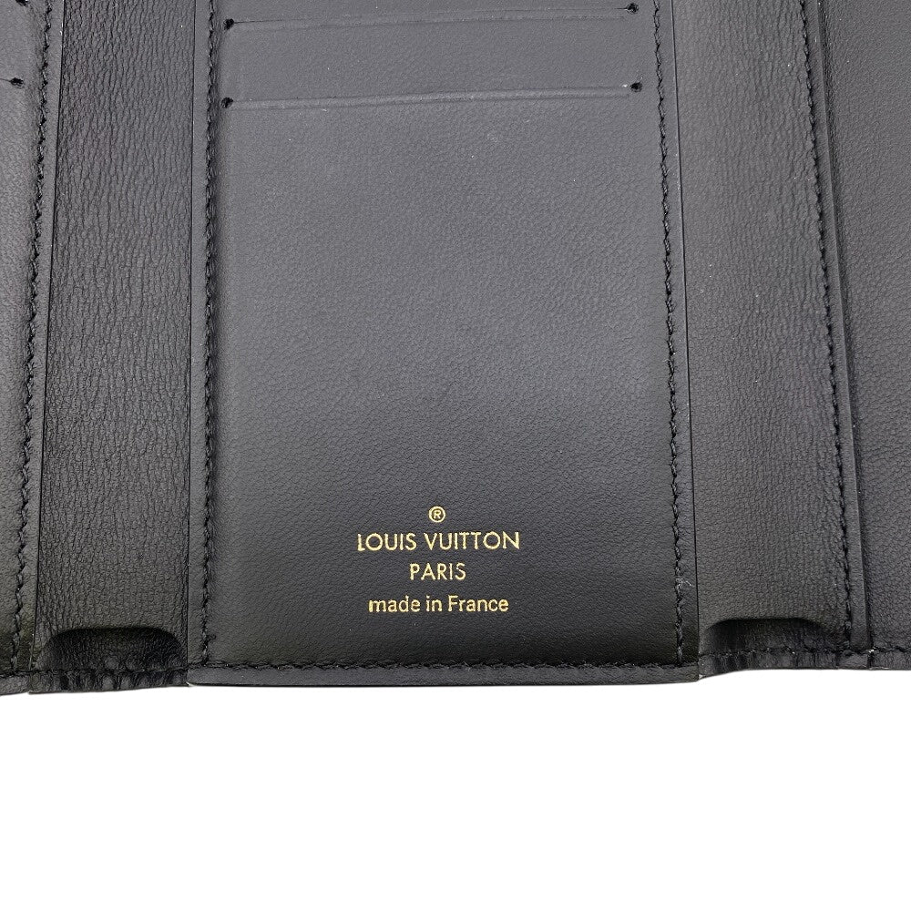 LOUIS VUITTON Tri-fold wallet M82764 leather black Compact wallet Portefeuille Capucines Compact Women Used Authentic