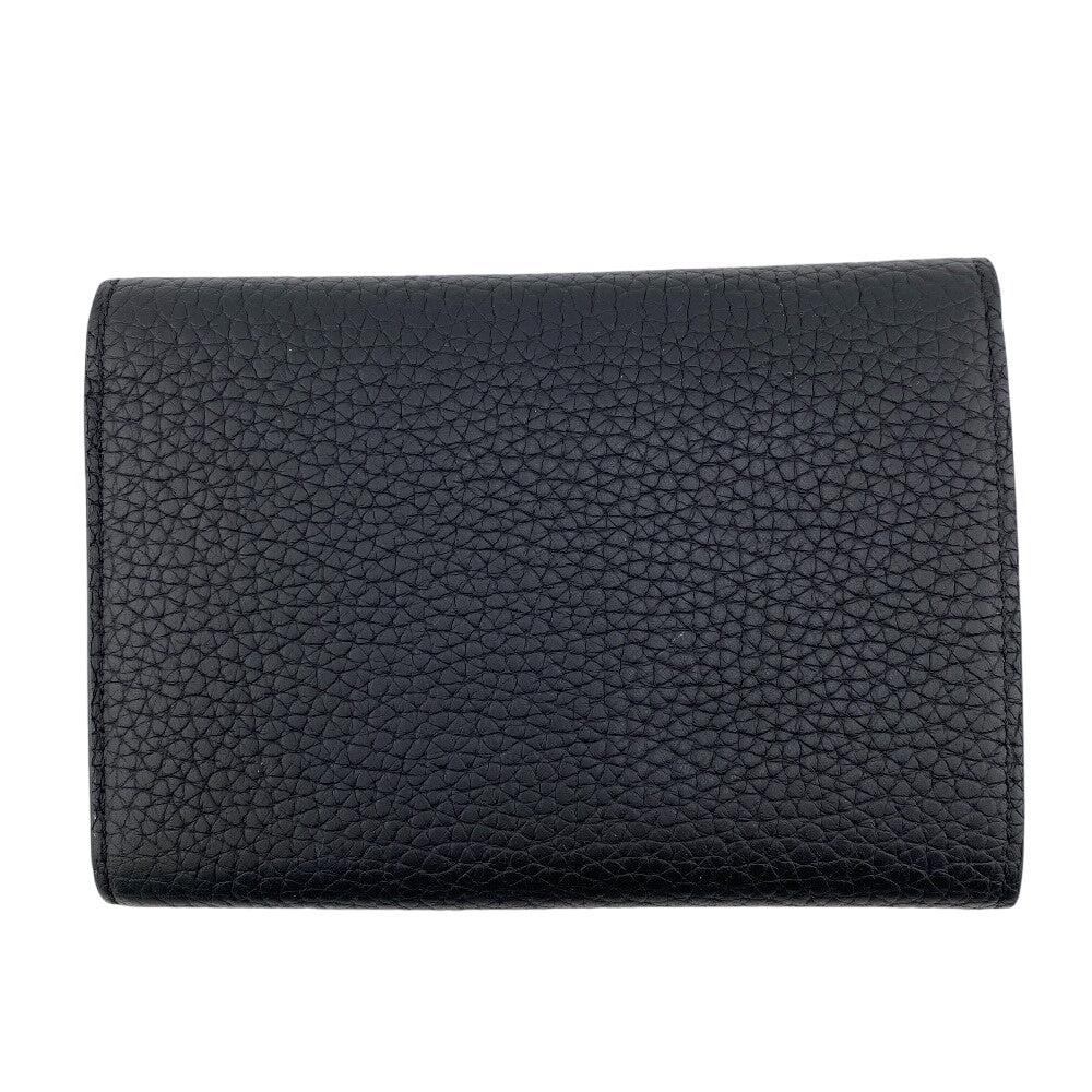 LOUIS VUITTON Tri-fold wallet M82764 leather black Compact wallet Portefeuille Capucines Compact Women Used Authentic