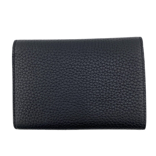 LOUIS VUITTON Tri-fold wallet M82764 leather black Compact wallet Portefeuille Capucines Compact Women Used Authentic
