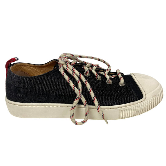 MONCLER sneakers Denim, Leather black Women 37 1/2 Used Authentic