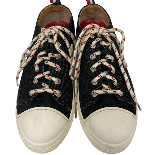 MONCLER sneakers Denim, Leather black Women 37 1/2 Used Authentic