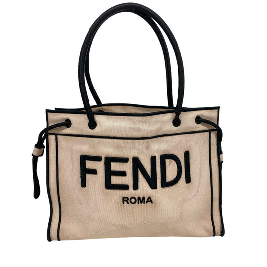 FENDI Tote Bag 8BH378 canvas pink beige Rome Shopper Women Used Authentic