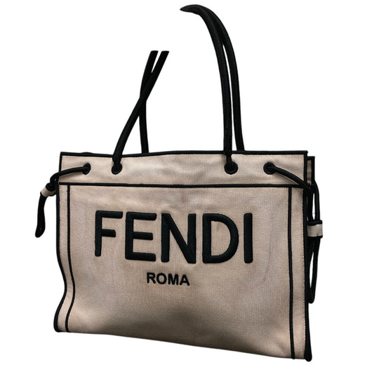 FENDI Tote Bag 8BH378 canvas pink beige Rome Shopper Women Used Authentic