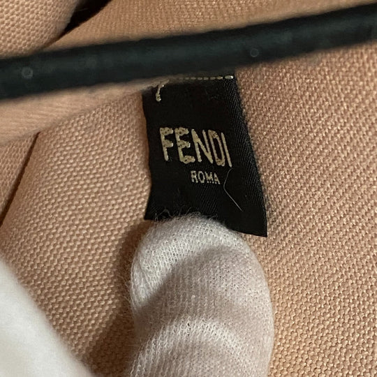 FENDI Tote Bag 8BH378 canvas pink beige Rome Shopper Women Used Authentic