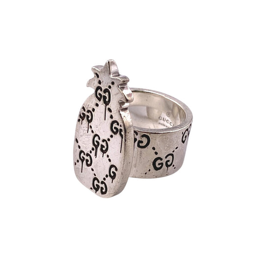 GUCCI Ring Silver925 Silver 925 23.4g GG pineapple mens Used Authentic