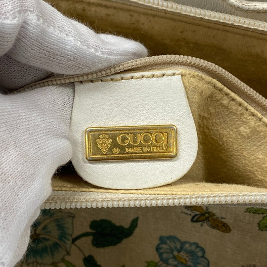 GUCCI Shoulder Bag 001�E090�E0729 Canvas, Leather white Old Gucci Flora GG Women Used Authentic