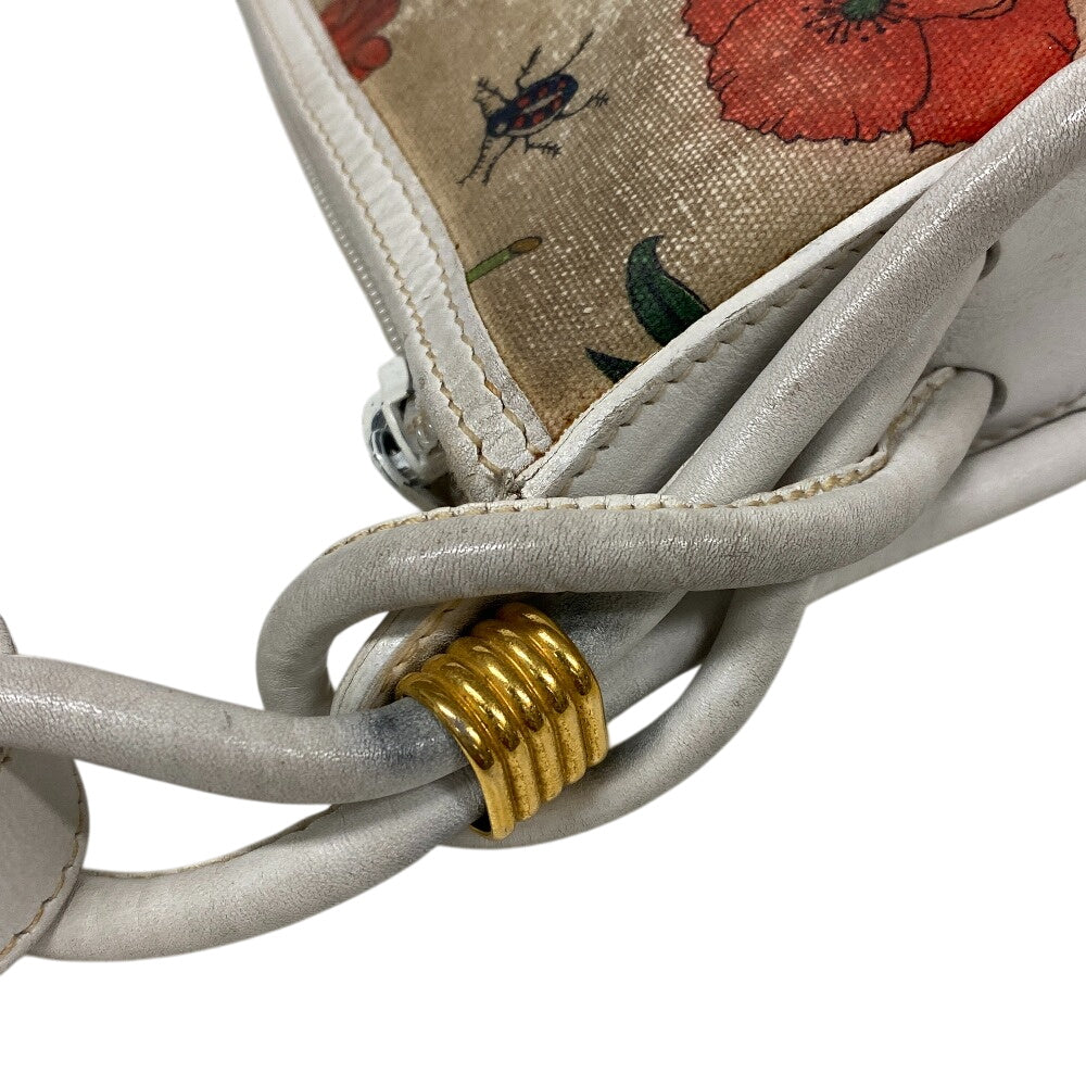 GUCCI Shoulder Bag 001�E090�E0729 Canvas, Leather white Old Gucci Flora GG Women Used Authentic