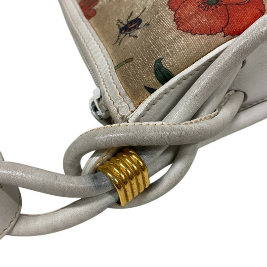 GUCCI Shoulder Bag 001�E090�E0729 Canvas, Leather white Old Gucci Flora GG Women Used Authentic