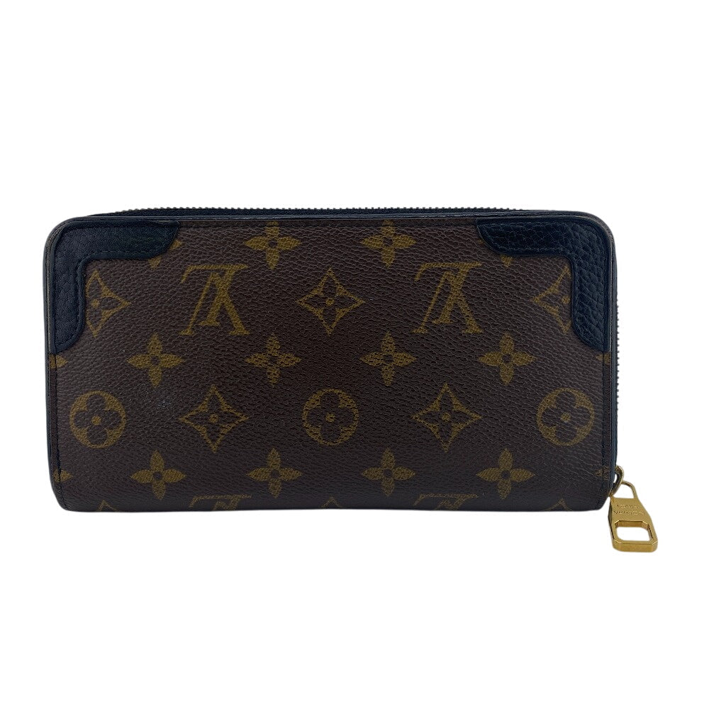 LOUIS VUITTON Long Wallet Purse M61855 leather Brown Zip Around Monogram Zippy wallet Retiro Women Used Authentic
