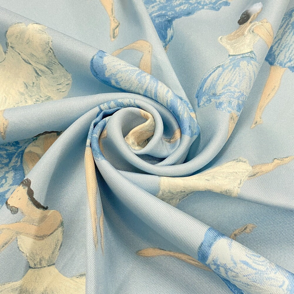 HERMES scarf silk blue Carre Ballet Dancer Women Used Authentic