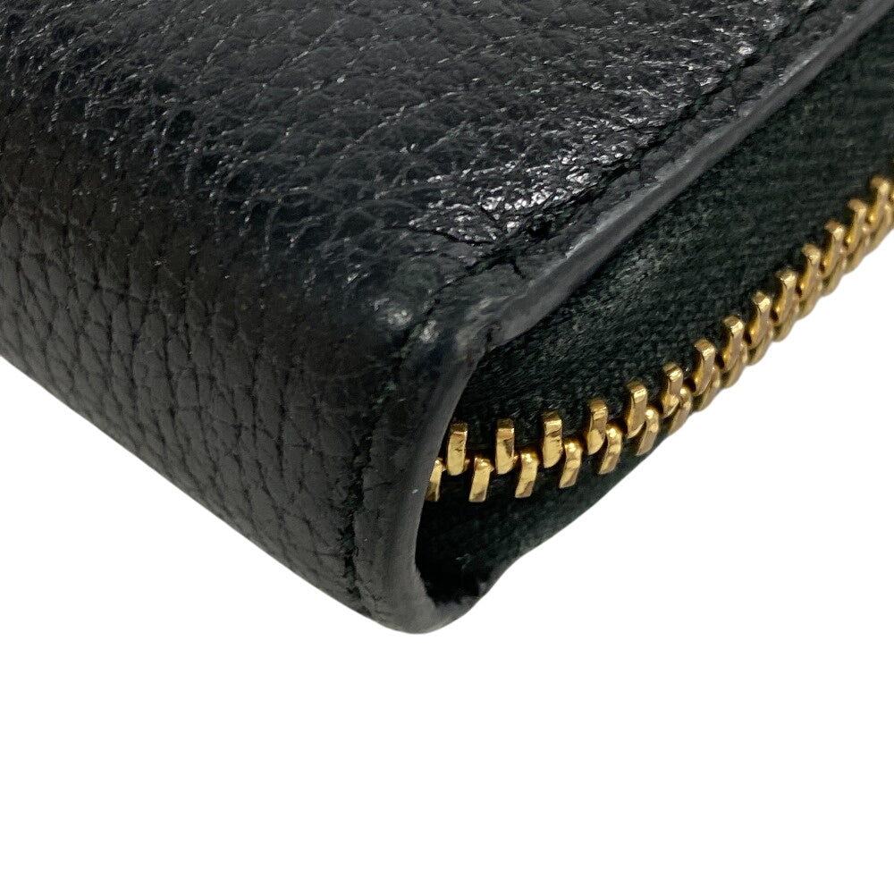 GUCCI Long Wallet Purse 570661 leather black Zip Around Zumi Women Used Authentic