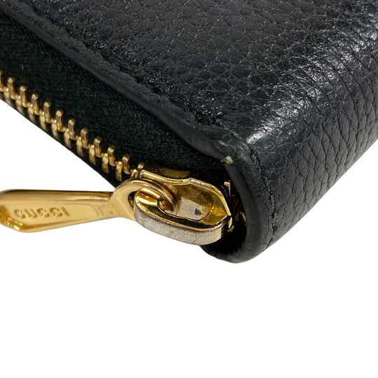 GUCCI Long Wallet Purse 570661 leather black Zip Around Zumi Women Used Authentic