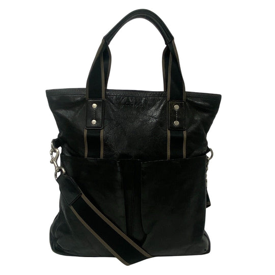 COACH Tote Bag F70558 leather Brown 2WAY Shoulder Heritage web mens Used Authentic