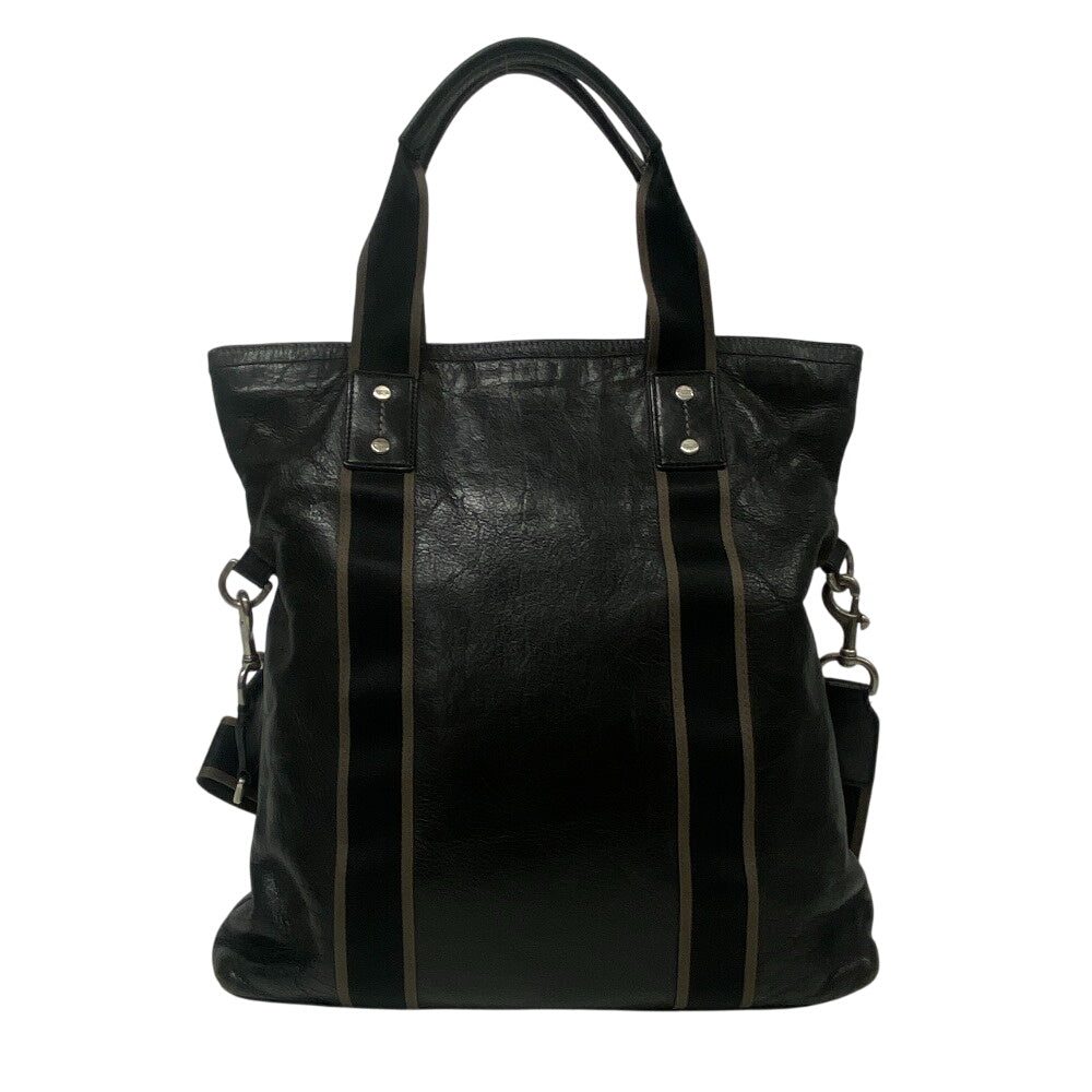 COACH Tote Bag F70558 leather Brown 2WAY Shoulder Heritage web mens Used Authentic