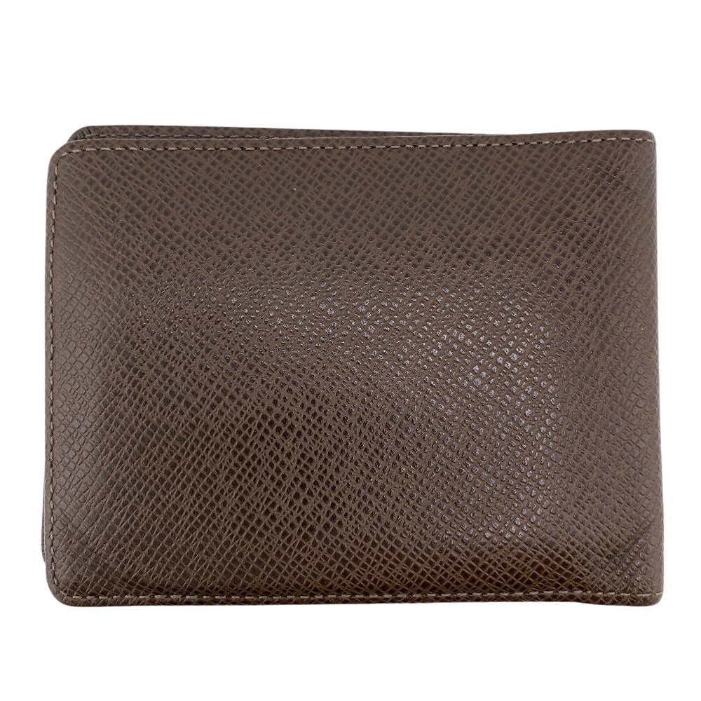 LOUIS VUITTON Bill Compartment M32810 leather Brown Taiga Portefeuille Multripru mens Used Authentic