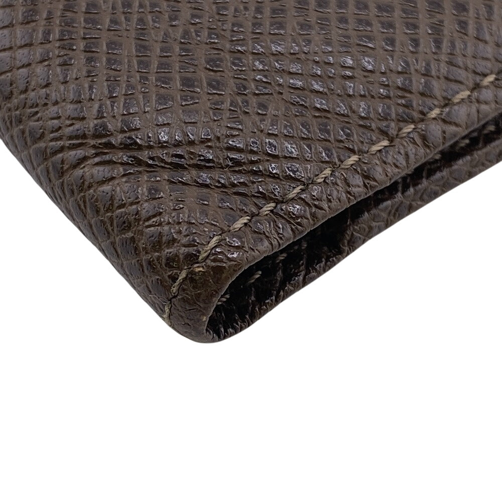 LOUIS VUITTON Bill Compartment M32810 leather Brown Taiga Portefeuille Multripru mens Used Authentic