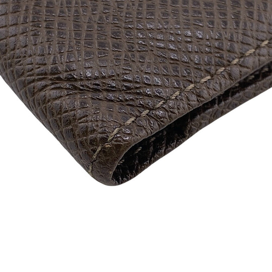 LOUIS VUITTON Bill Compartment M32810 leather Brown Taiga Portefeuille Multripru mens Used Authentic