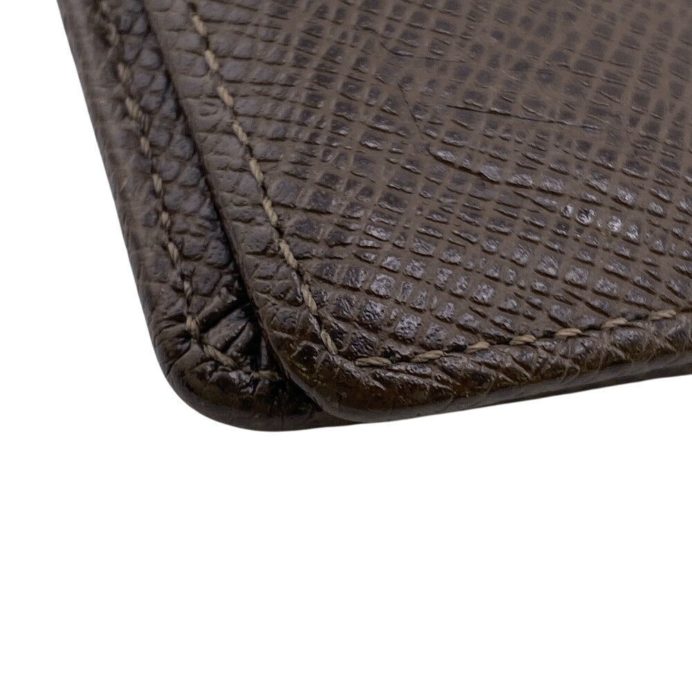 LOUIS VUITTON Bill Compartment M32810 leather Brown Taiga Portefeuille Multripru mens Used Authentic