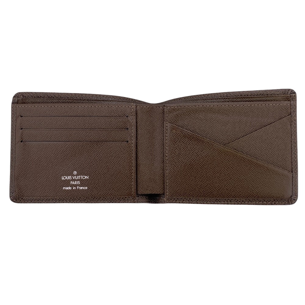 LOUIS VUITTON Bill Compartment M32810 leather Brown Taiga Portefeuille Multripru mens Used Authentic