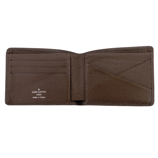 LOUIS VUITTON Bill Compartment M32810 leather Brown Taiga Portefeuille Multripru mens Used Authentic