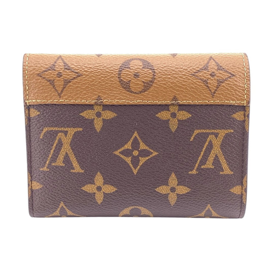 LOUIS VUITTON Tri-fold wallet M81557 leather Brown Compact wallet Monogram reverse Portefeuille Victorine Women Used Authentic