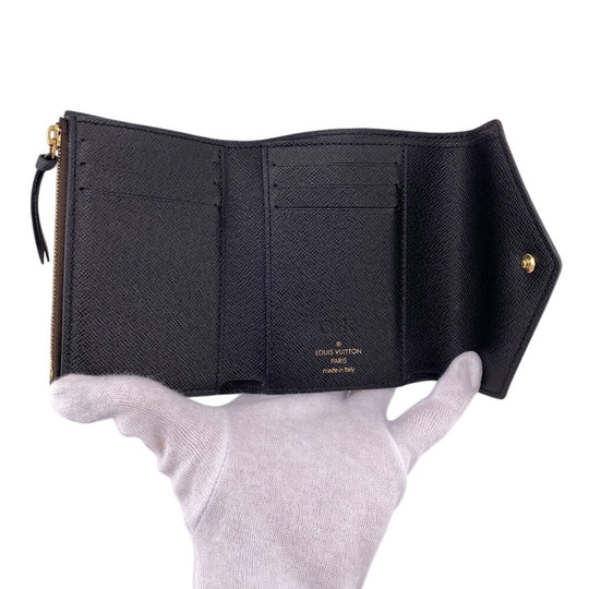 LOUIS VUITTON Tri-fold wallet M81557 leather Brown Compact wallet Monogram reverse Portefeuille Victorine Women Used Authentic