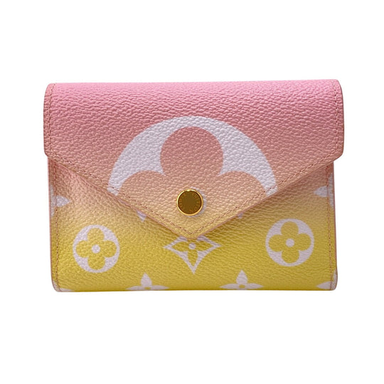 LOUIS VUITTON Tri-fold wallet M80388 leather pink Monogram Rose Claire by the Pool Portefeuille Victorine Wilde Women Used Authentic