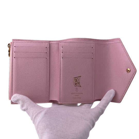 LOUIS VUITTON Tri-fold wallet M80388 leather pink Monogram Rose Claire by the Pool Portefeuille Victorine Wilde Women Used Authentic