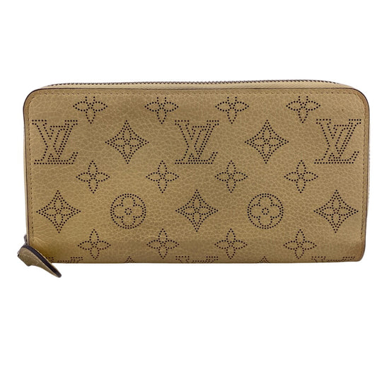 LOUIS VUITTON Long Wallet Purse M81515 leather yellow Zip Around Mahina Zippy wallet Women Used Authentic