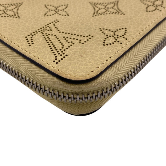 LOUIS VUITTON Long Wallet Purse M81515 leather yellow Zip Around Mahina Zippy wallet Women Used Authentic