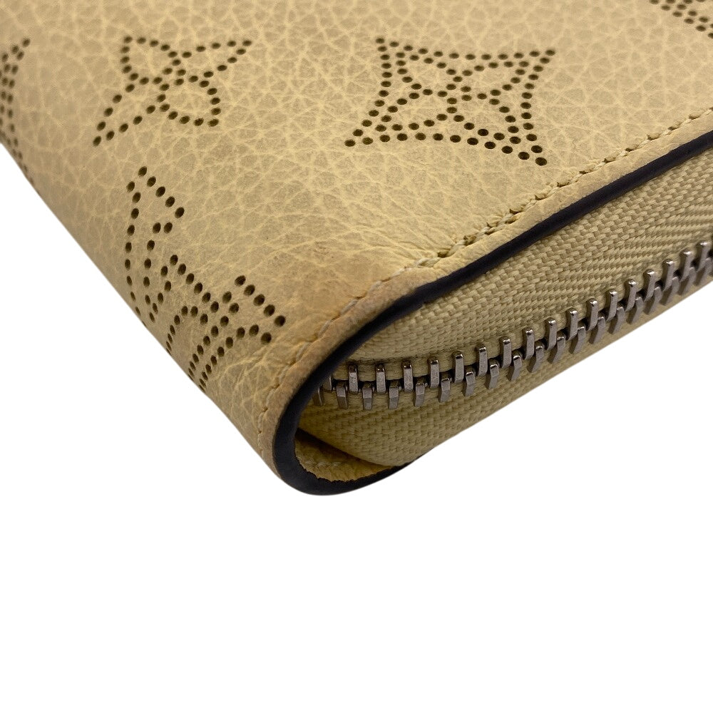LOUIS VUITTON Long Wallet Purse M81515 leather yellow Zip Around Mahina Zippy wallet Women Used Authentic