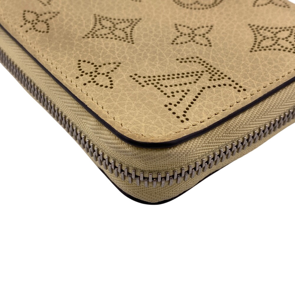 LOUIS VUITTON Long Wallet Purse M81515 leather yellow Zip Around Mahina Zippy wallet Women Used Authentic