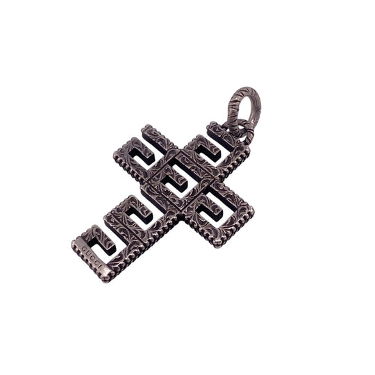 GUCCI Pendant top Silver925 Silver Square G Cross mens(Unisex) Used Authentic